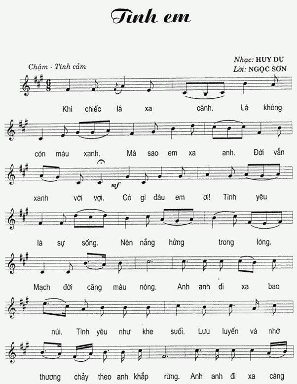 Sheet nhạc Tình Em